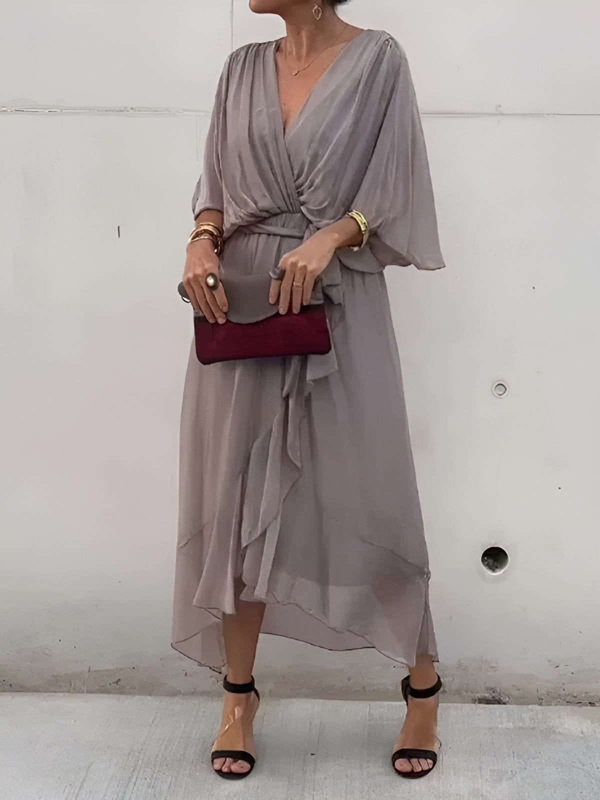 Annie™ | Robe en Chiffon à Décolleté en V