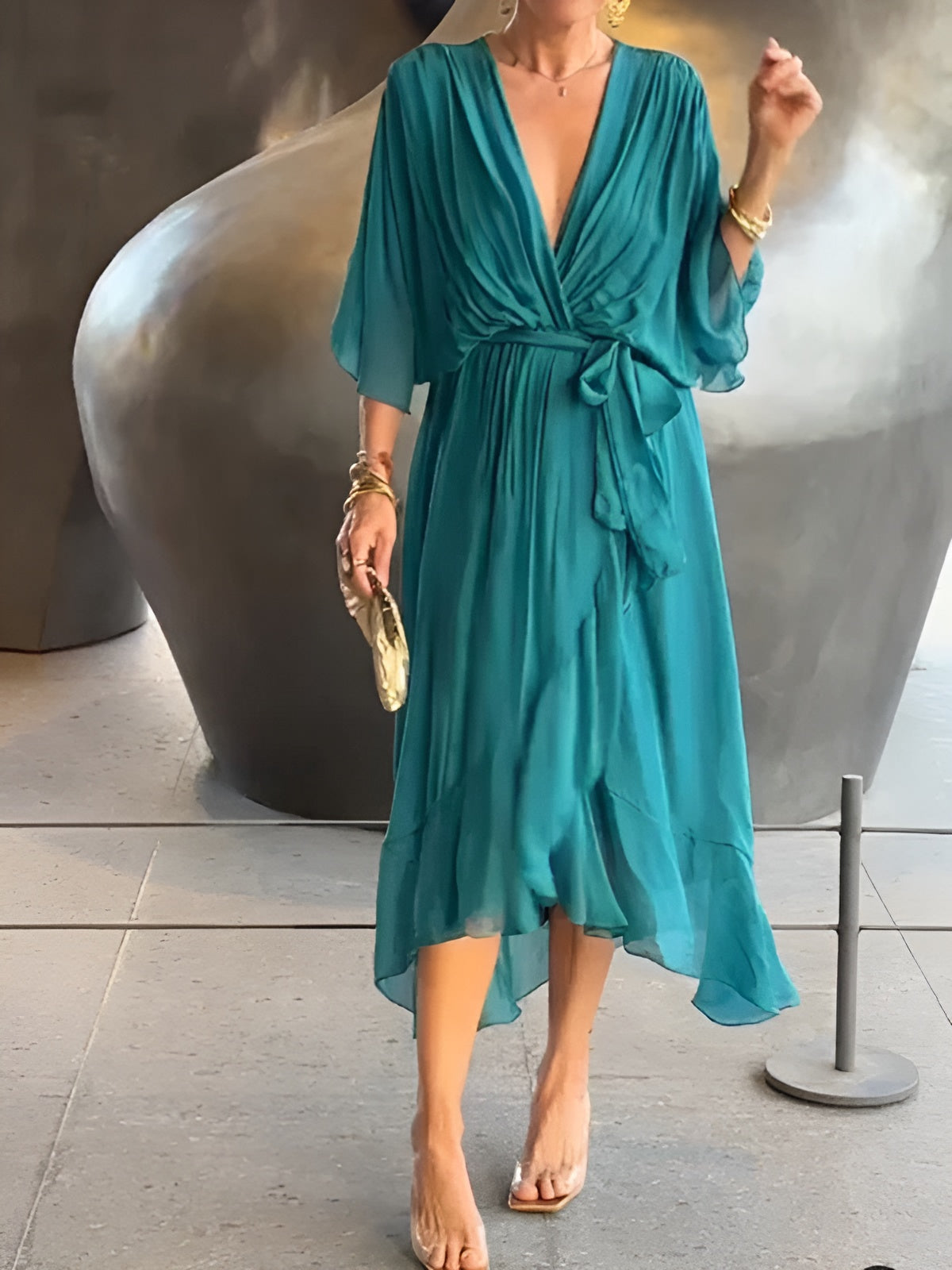 Annie™ | Robe en Chiffon à Décolleté en V